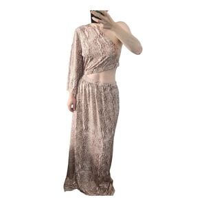 L'AGENCE Snake Print One Shoulder Cutout Maxi Dress Long Sleeve -‎ S/P